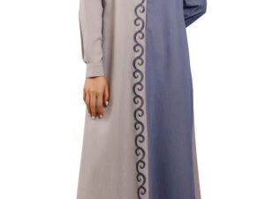 High-Neck Abaya with Swirl Trim