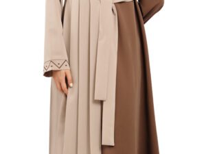 Two-Tone Abaya with Side Pleats and Stitch Detail