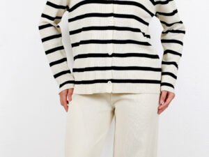 A casual set of striped shirt with buttons & pants