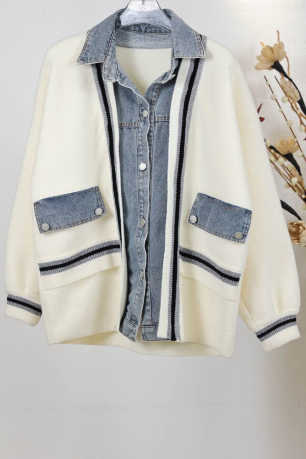 Cardigan with denim touch - Image 8