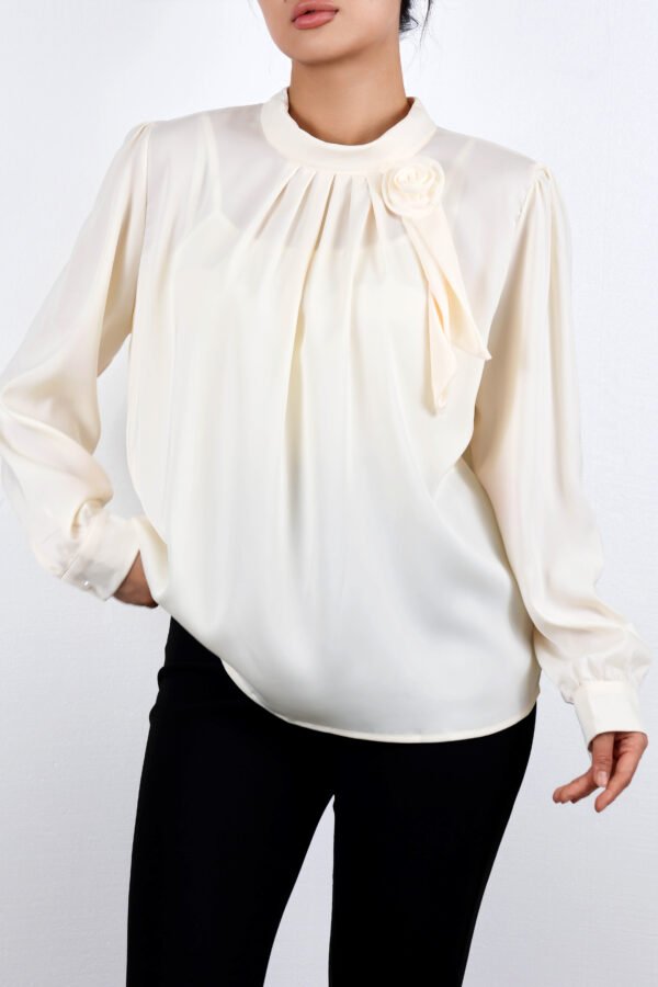Elegant Bloom High-Neck Blouse