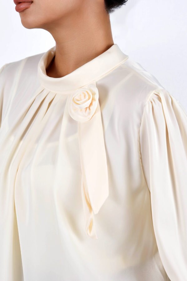 Elegant Bloom High-Neck Blouse - Image 2
