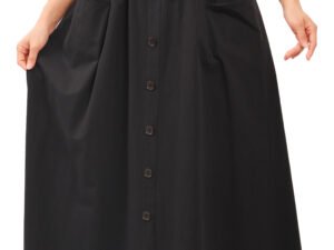 A-Line Maxi Skirt with Front Button Detail