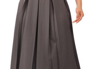 High-Waisted Box Pleated Midi Skirt