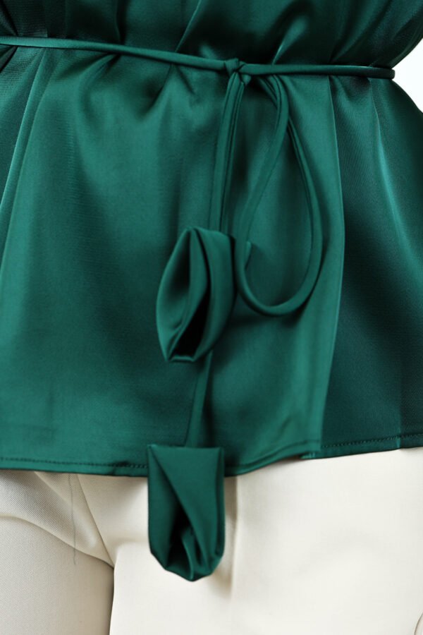 Satin Forest Tie-Waist Blouse - Image 3