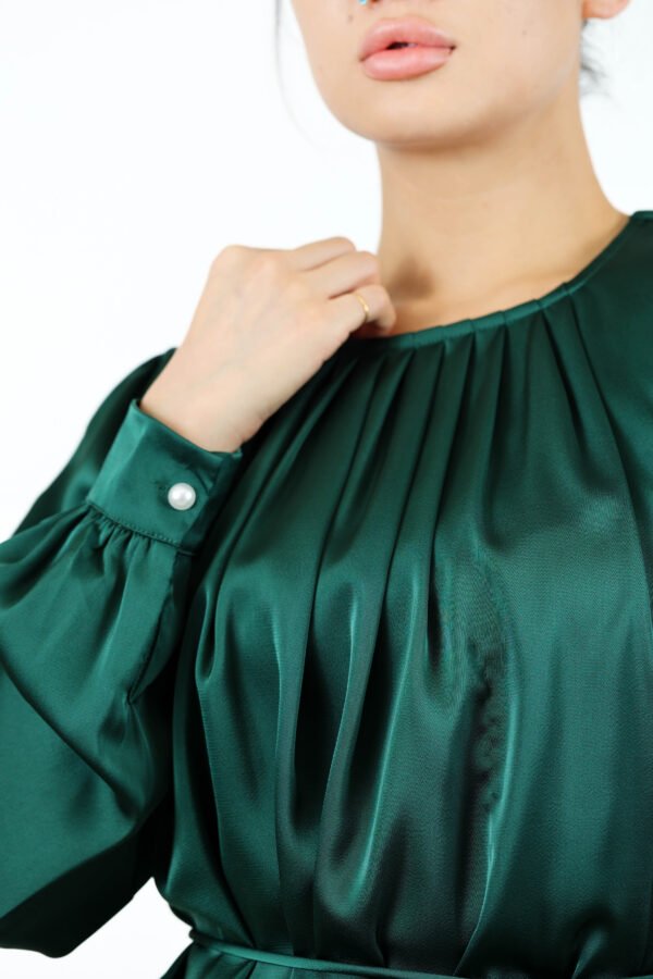 Satin Forest Tie-Waist Blouse - Image 4