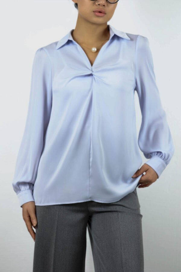 Elegant Twist-Front Satin shirt - Image 2