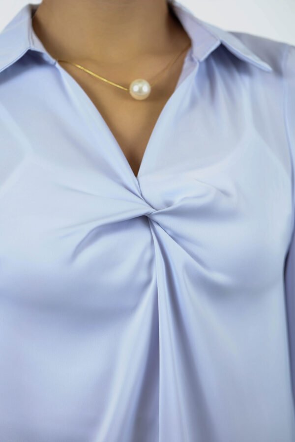 Elegant Twist-Front Satin shirt - Image 3