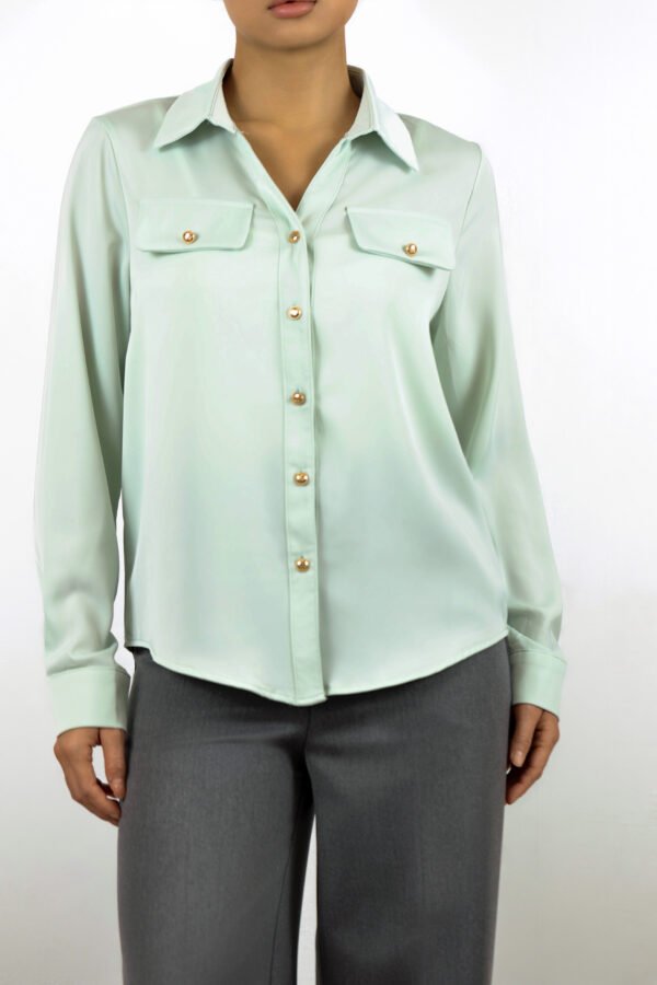 Gold-Button Pocket shirt